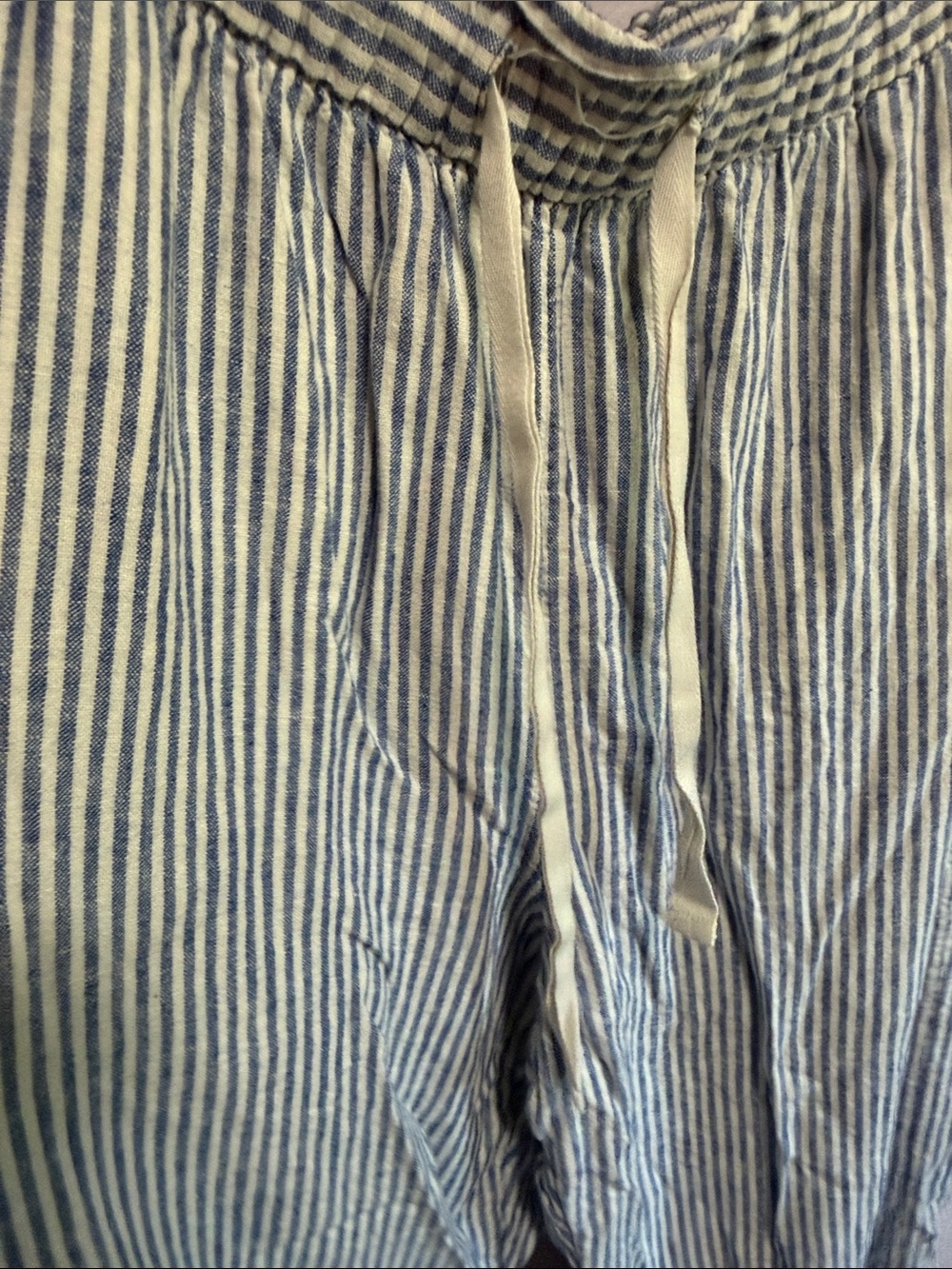 Lane Bryant Blue and White Vertical Stripe Pull on Wide Leg Pants Linen Blend - Picture 6 of 8